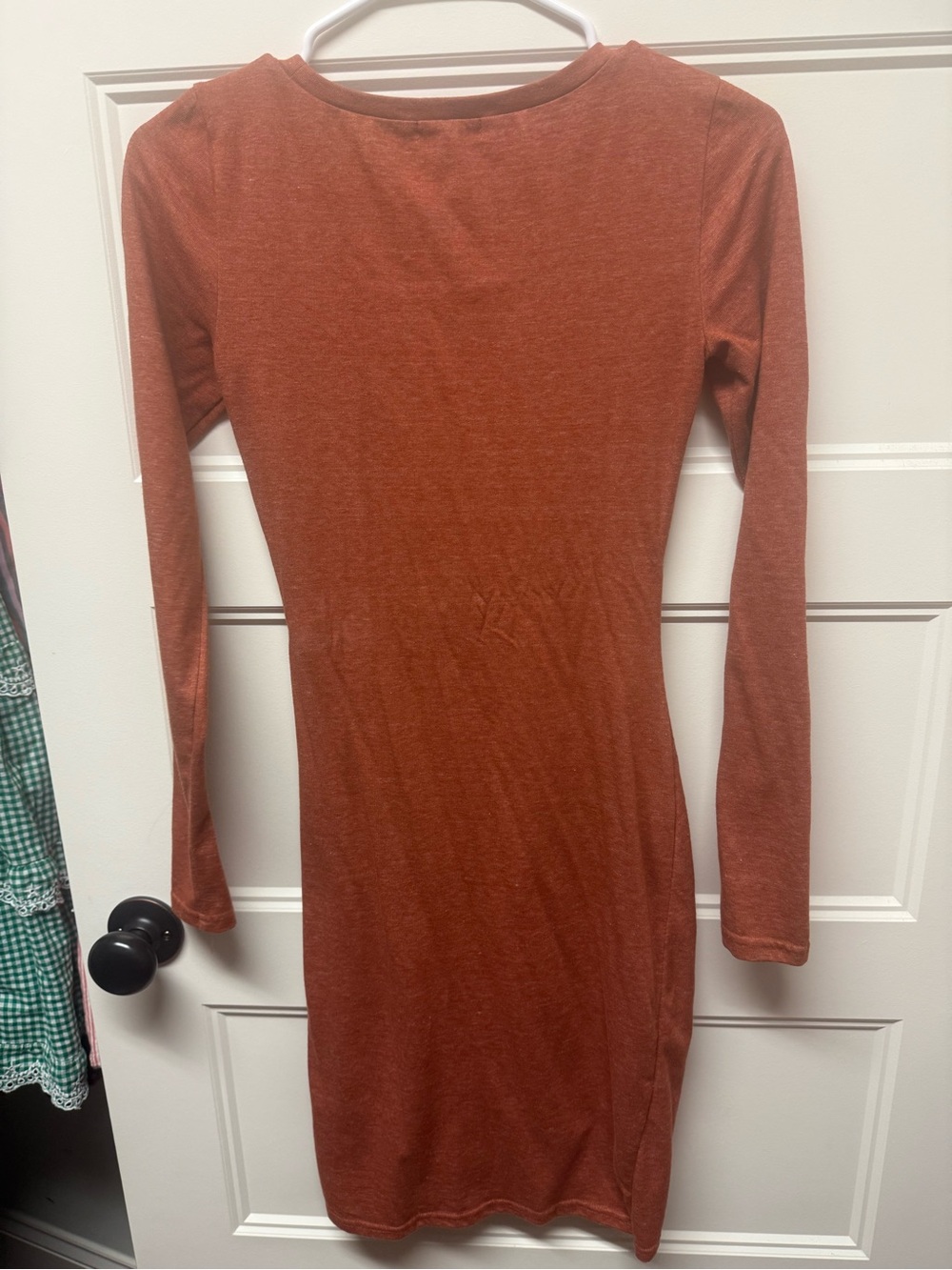 Leith Long Sleeve Rust Ruched Knit Dress - Picture 3 of 3